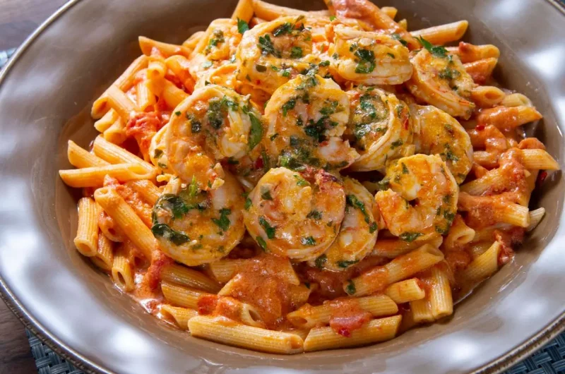 Pasta with Vodka Sauce and Shrimp