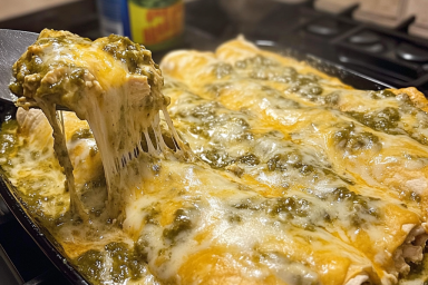 Green chile, chicken and cheese enchiladas