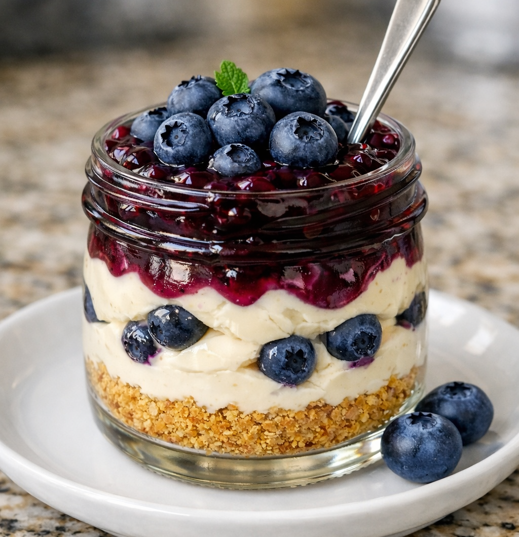 High-Protein Blueberry Cheesecake Parfait