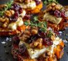 Crispy Sweet Potato Smash with Brie, Cranberries & Spicy Honey Walnuts