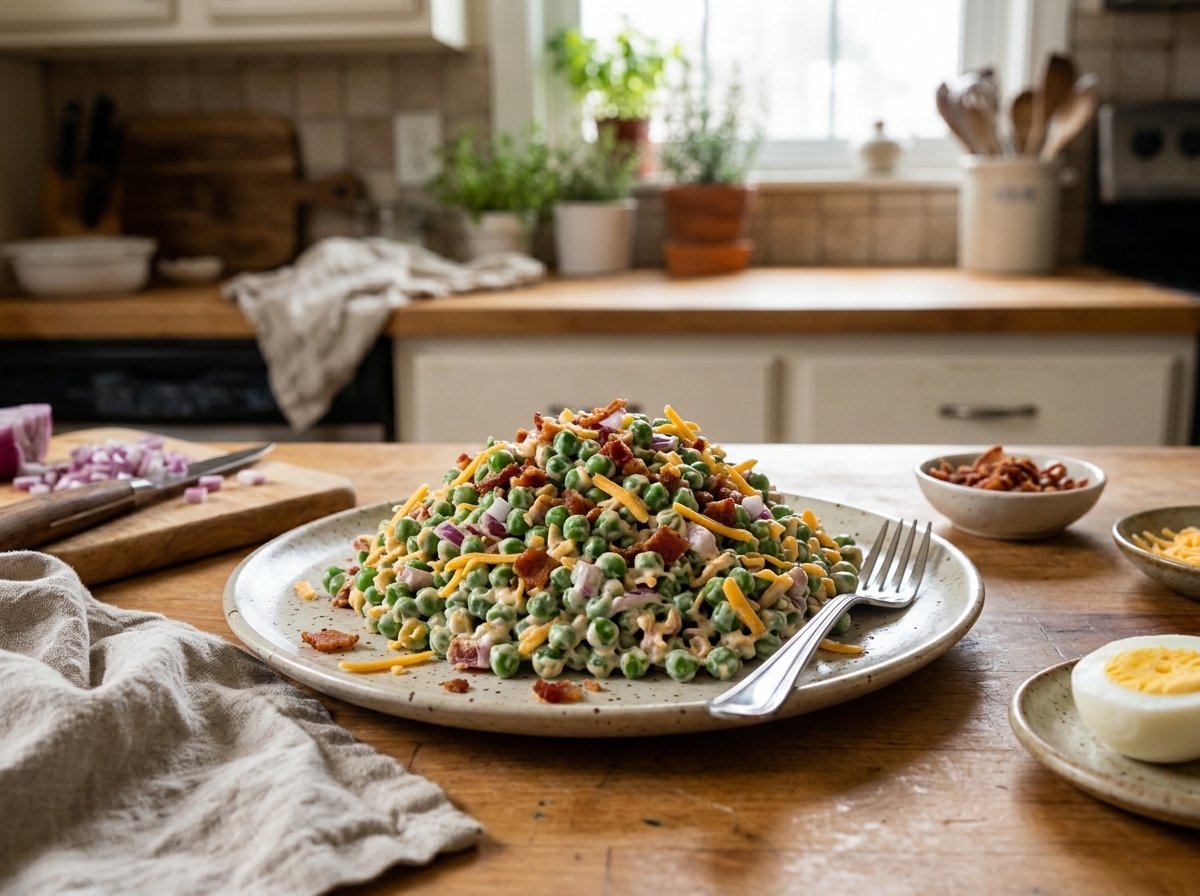 High Protein Creamy Bacon Pea Salad