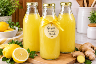 Healthy Soothing Ginger Lemon Herbal Drink