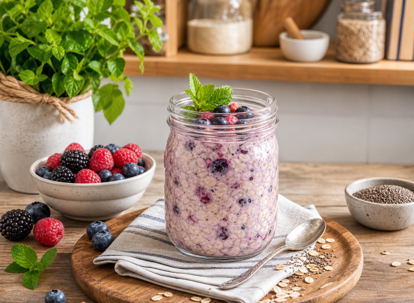 Overnight Oats with Berries (High Protein)